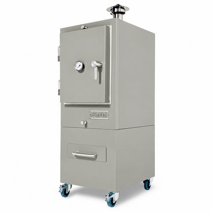 Professional Charlie Charcoal Oven in Truffle, three-quarter view, door closed