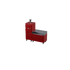 Straight Kitchen S1 outdoor kitchen in dark cherry red, angled three-quarter view 