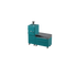 Straight Kitchen S1 outdoor kitchen in teal duck, an aqua blue-green, angled three-quarter view 