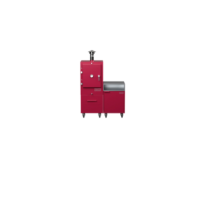 Rhubarb pink Straight Kitchen S2 modular outdoor kitchen, front-on view