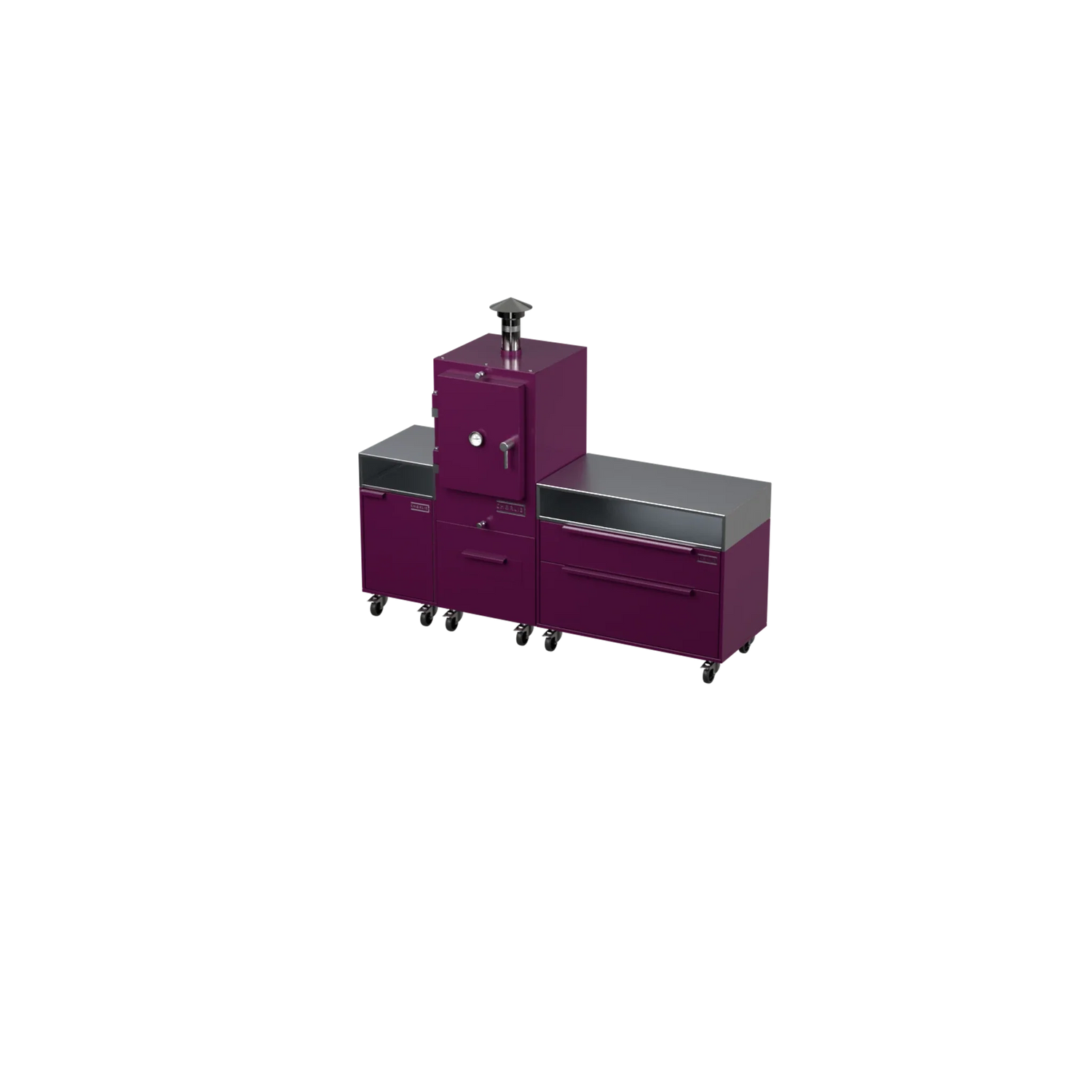 Straight Kitchen S3 in Beetroot purple-red, angled side view