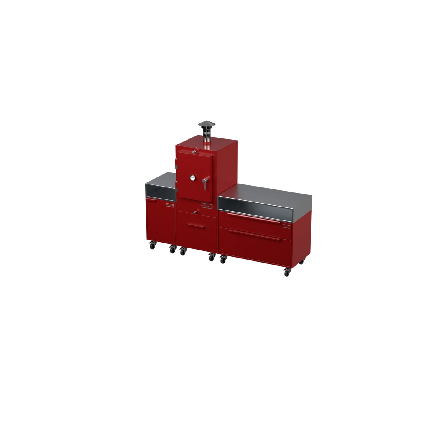 Straight Kitchen S3 in Dark Cherry red, angled three-quarter view