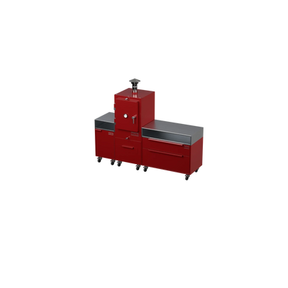 Straight Kitchen S3 in Dark Cherry red, angled three-quarter view