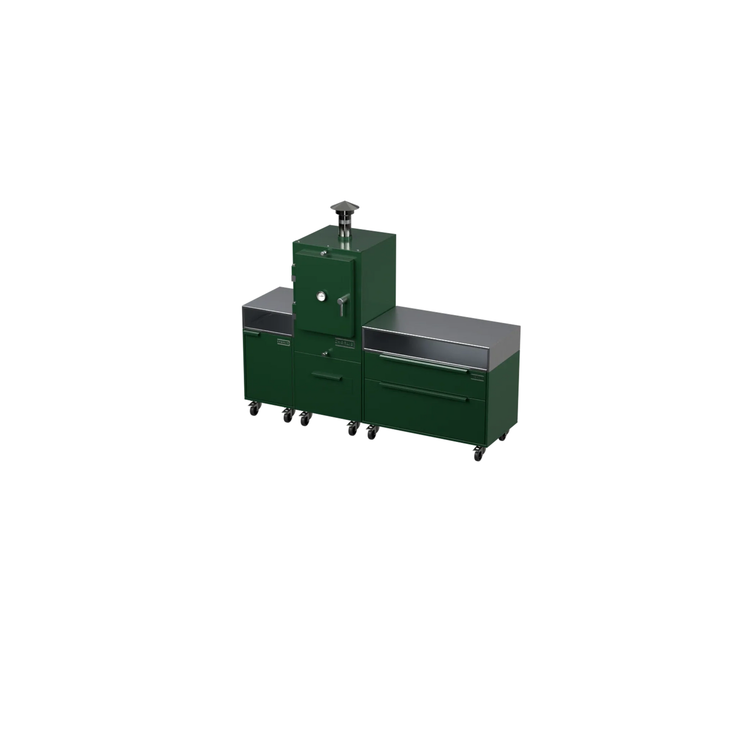 Straight Kitchen S3 in Green Chilli green, angled side view