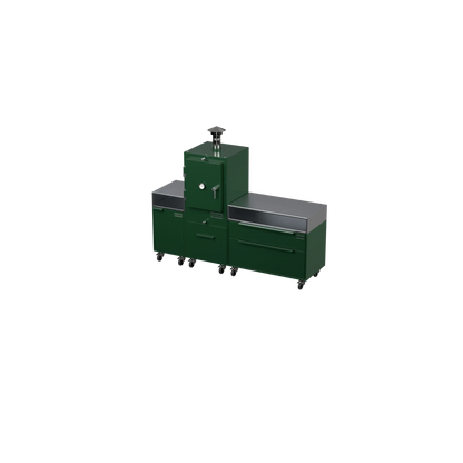 Straight Kitchen S3 in Green Chilli green, angled side view