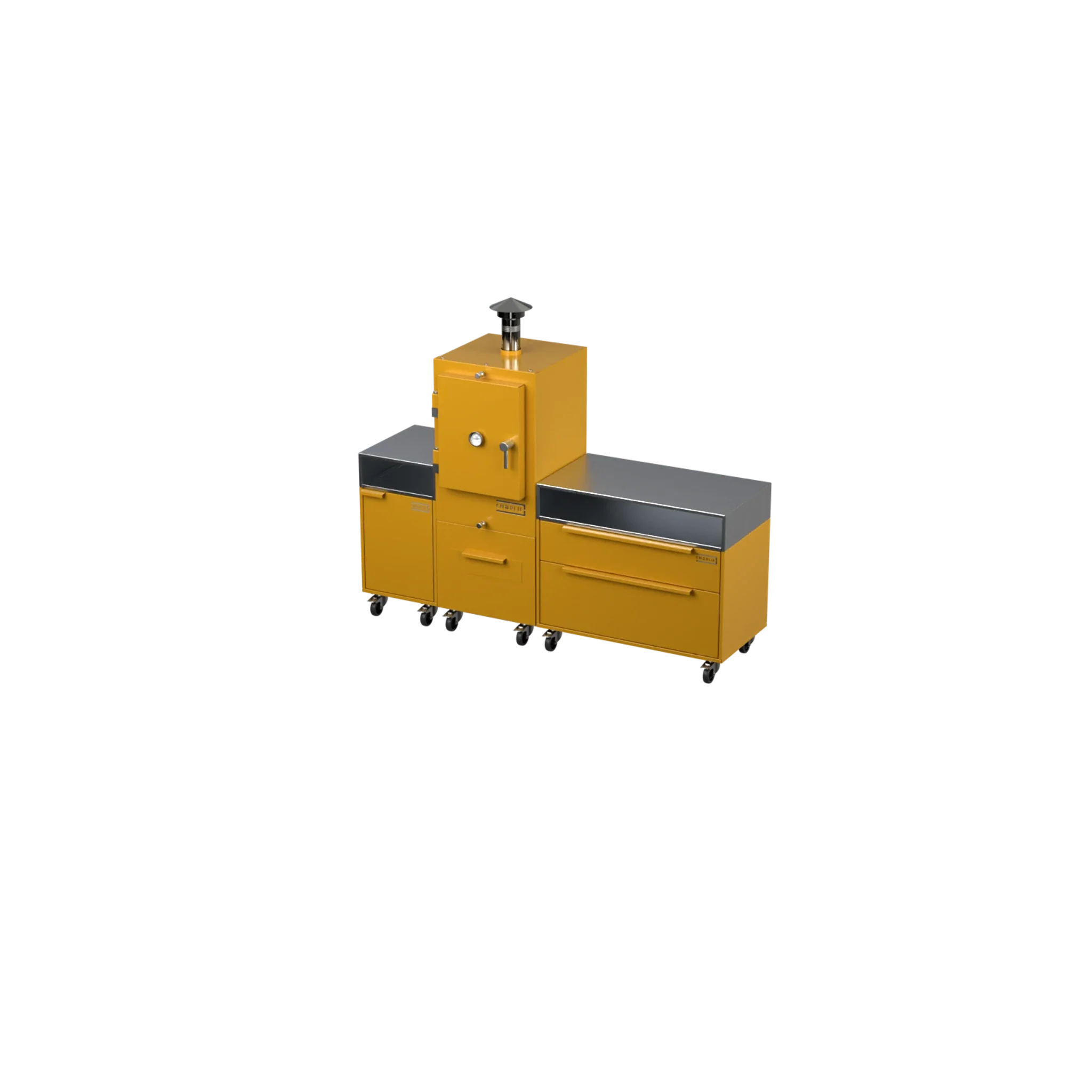 Straight Kitchen S3 in Honeycomb amber, angled three-quarter view