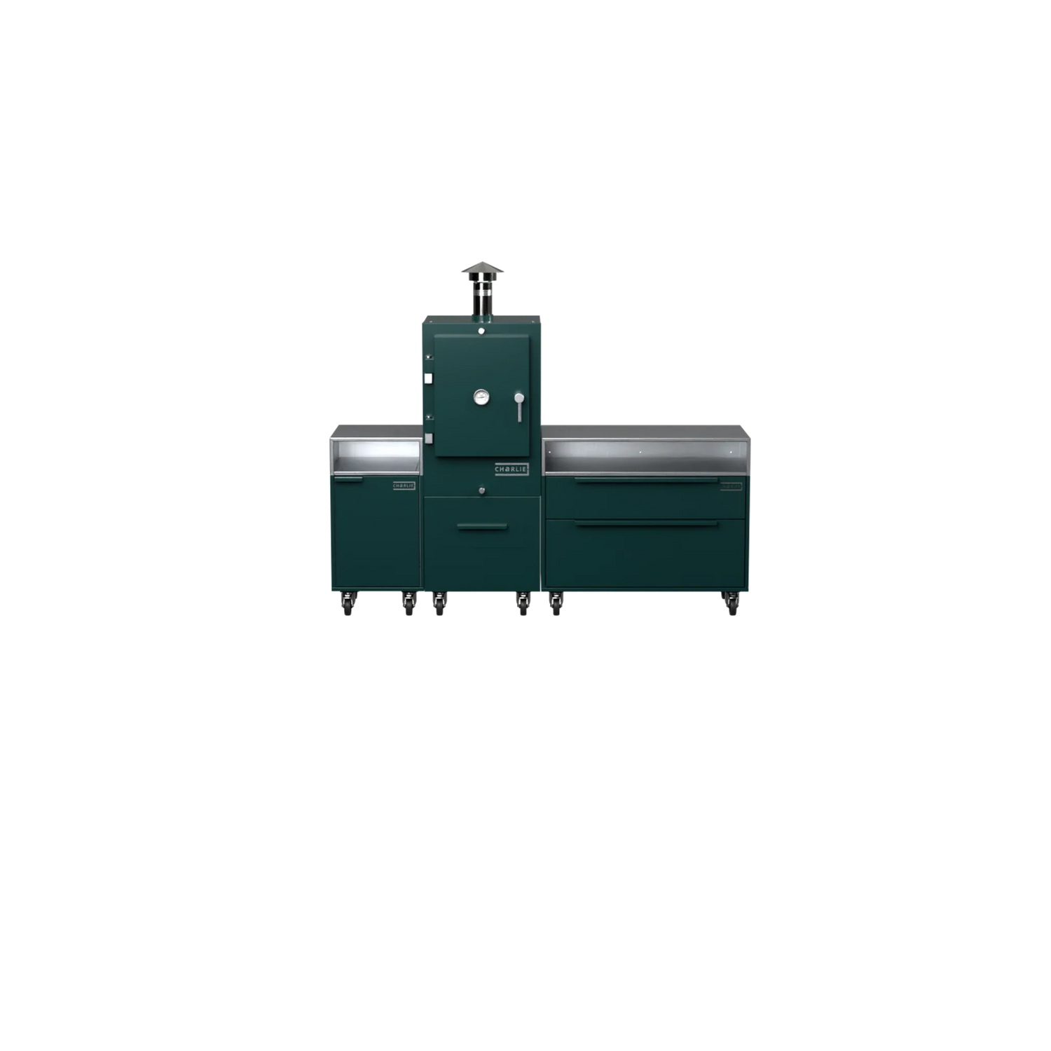 Straight Kitchen S3 in Agave blue-green, straight-on front view