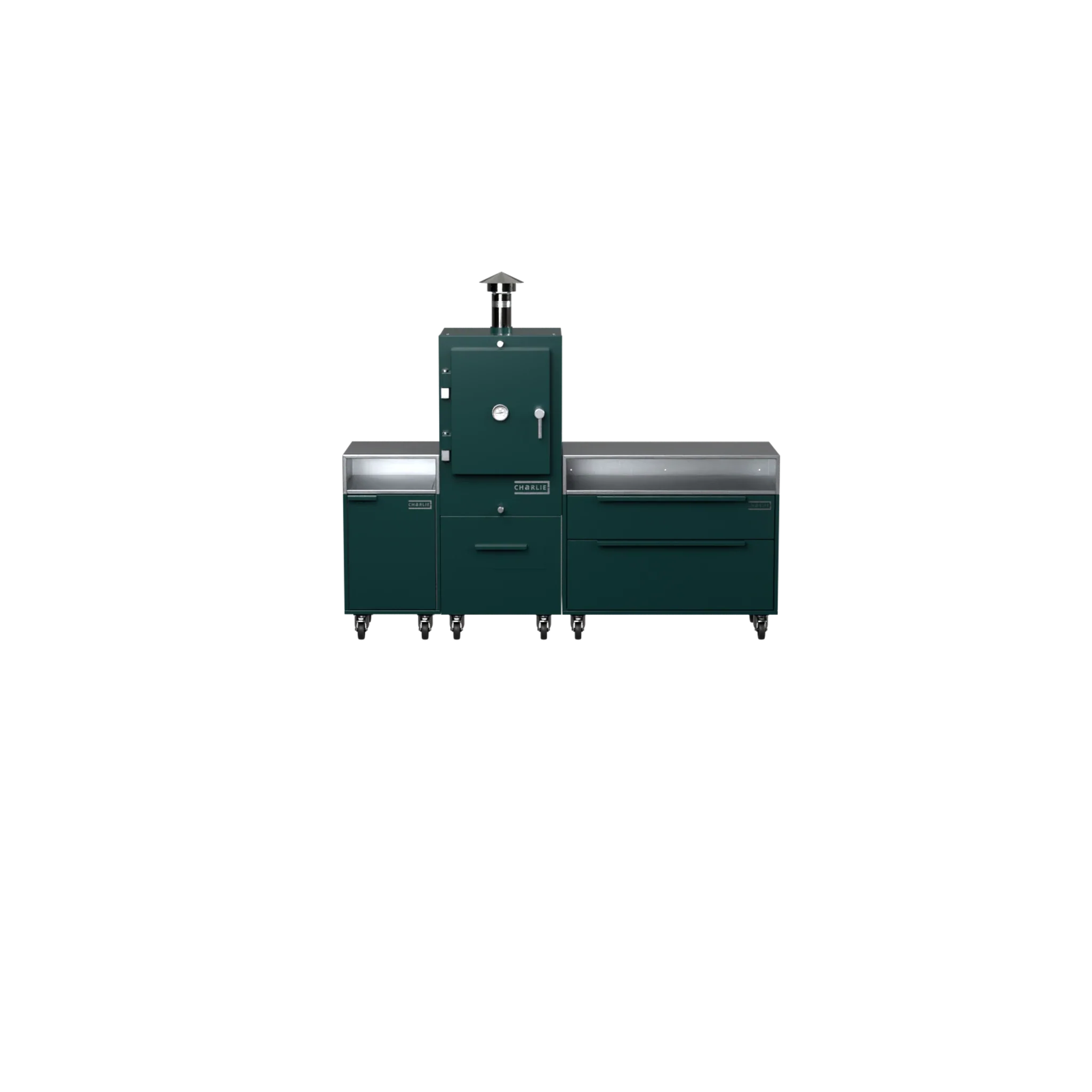 Straight Kitchen S3 in Agave blue-green, straight-on front view
