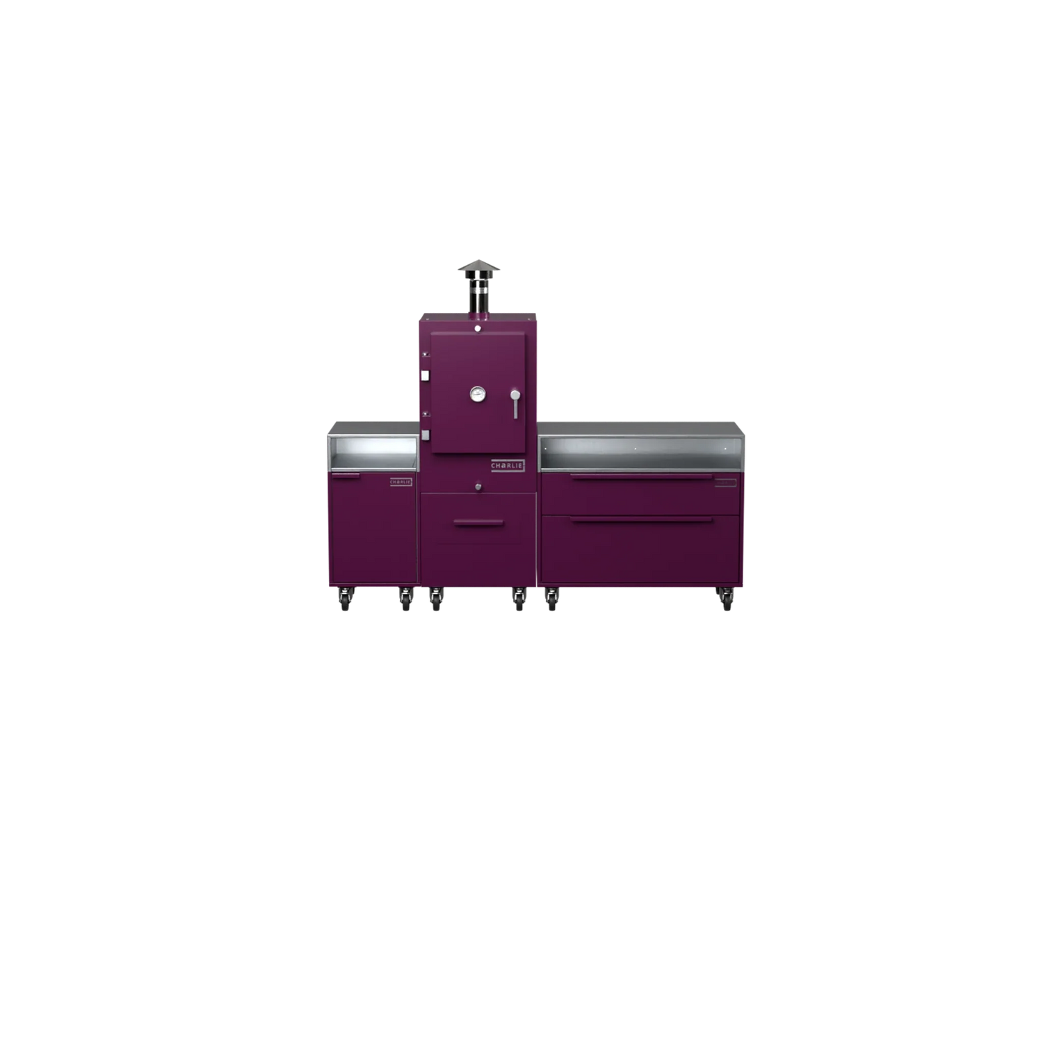Straight Kitchen S3 in Beetroot purple-red, straight-on front view
