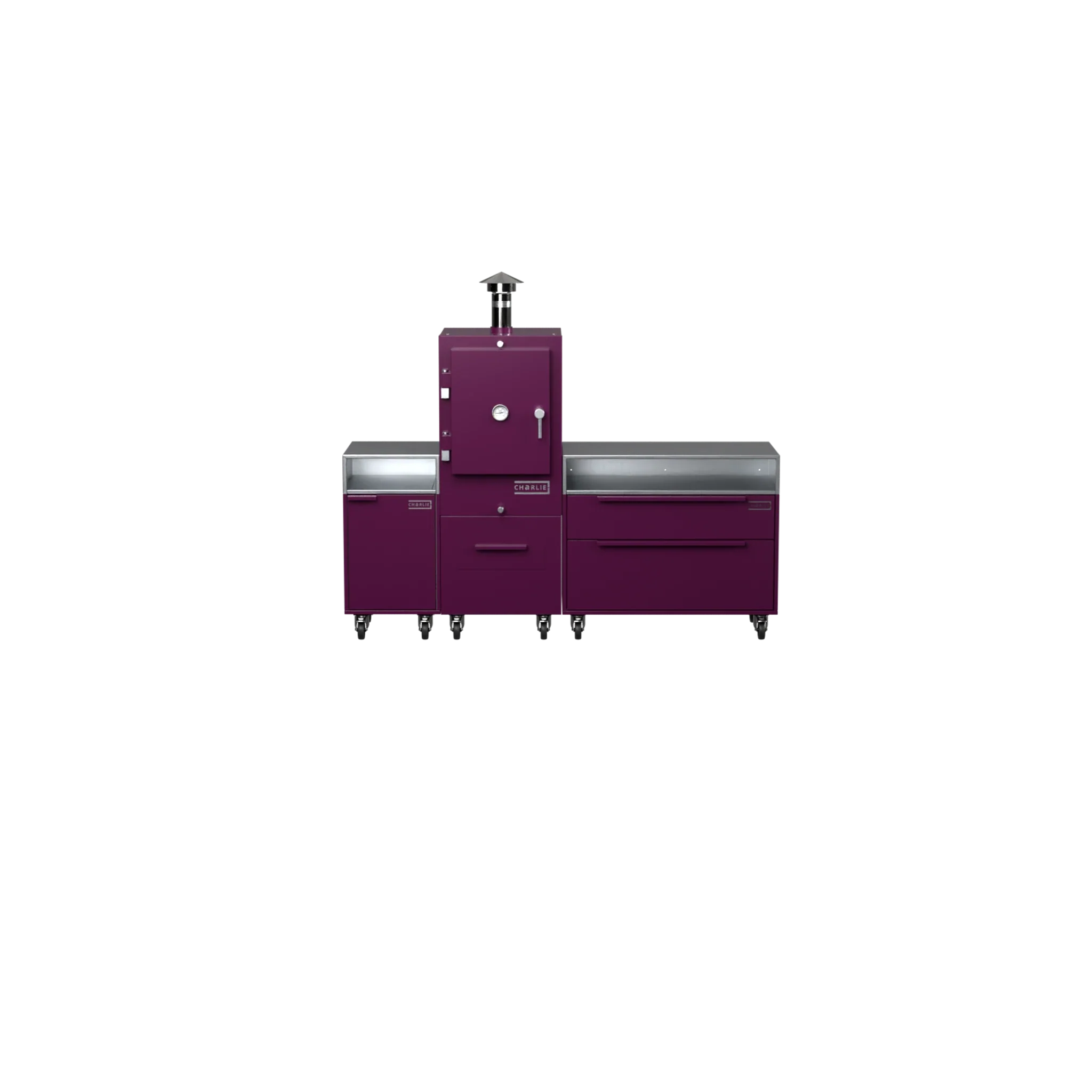 Straight Kitchen S3 in Beetroot purple-red, straight-on front view