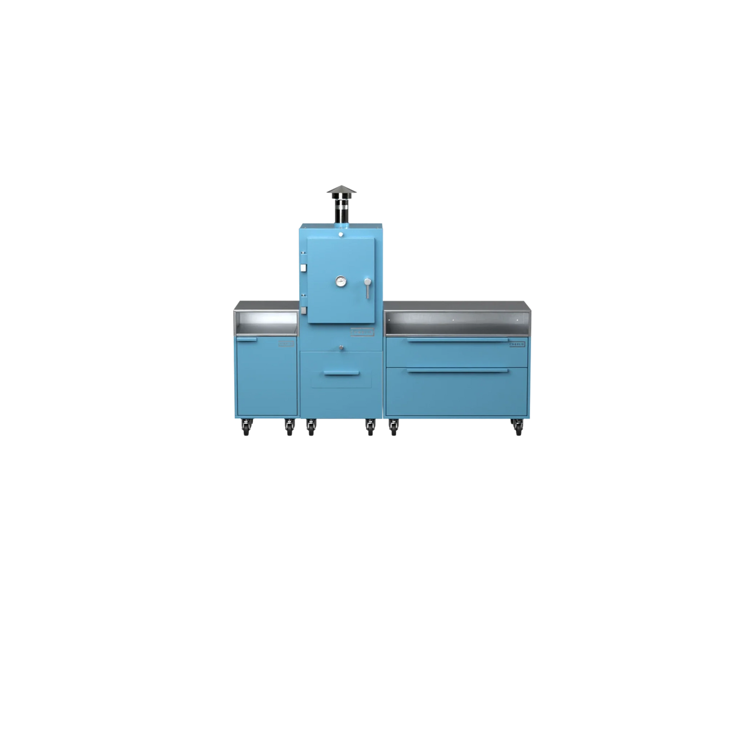 Straight Kitchen S3 in Blue Marlin blue, front view