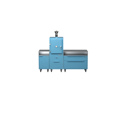 Straight Kitchen S3 in Blue Marlin blue, front view