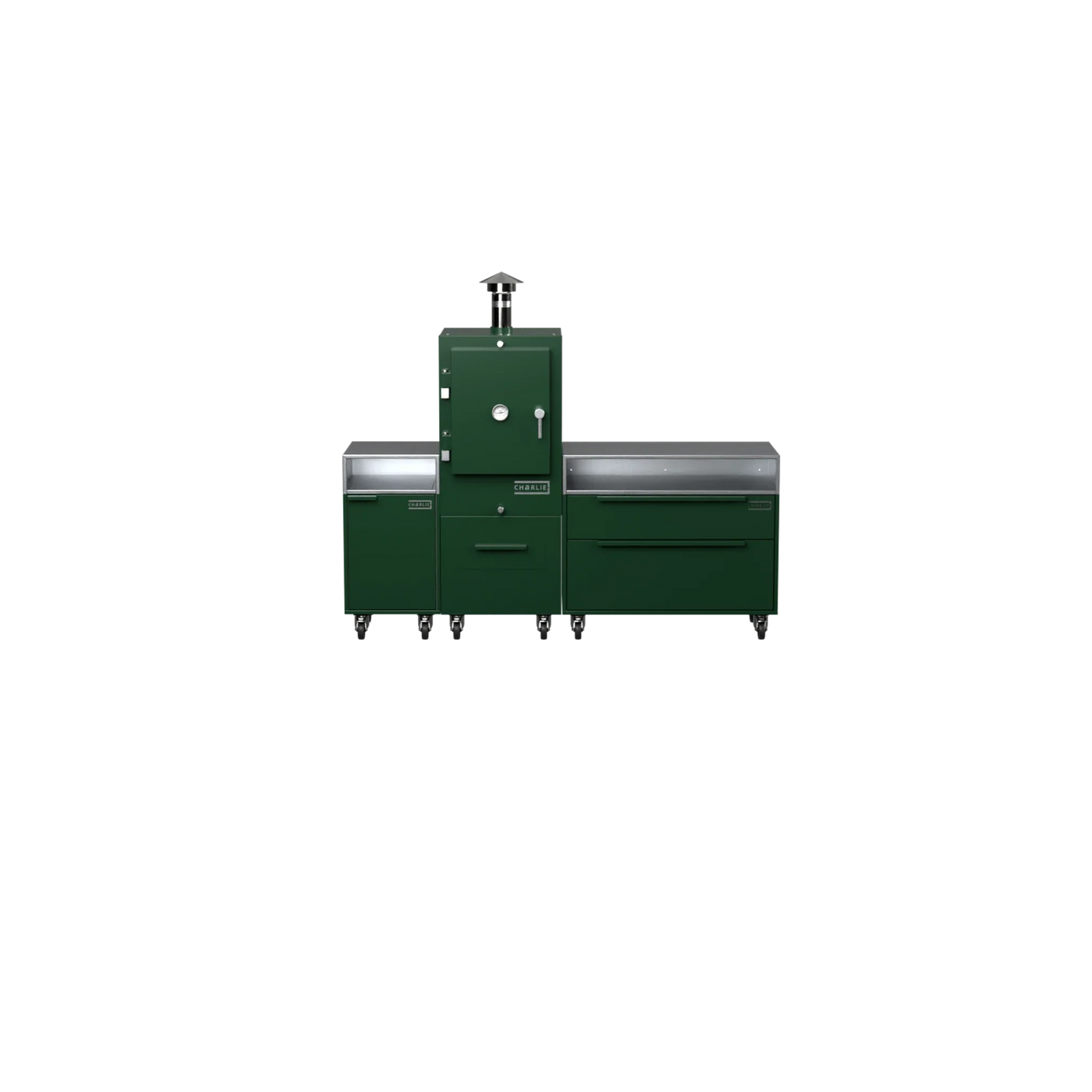 Straight Kitchen S3 in Green Chilli green, straight-on front view