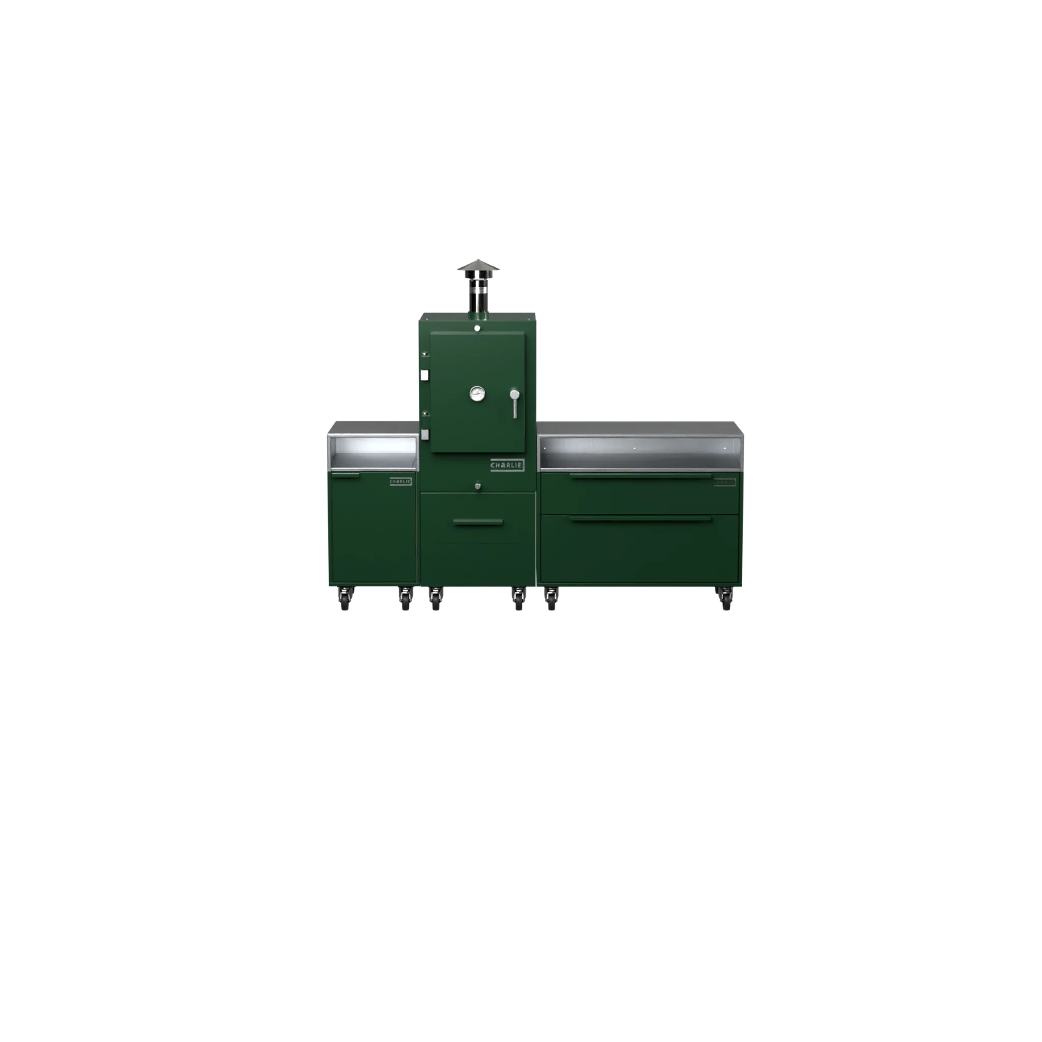Straight Kitchen S3 in Green Chilli green, straight-on front view