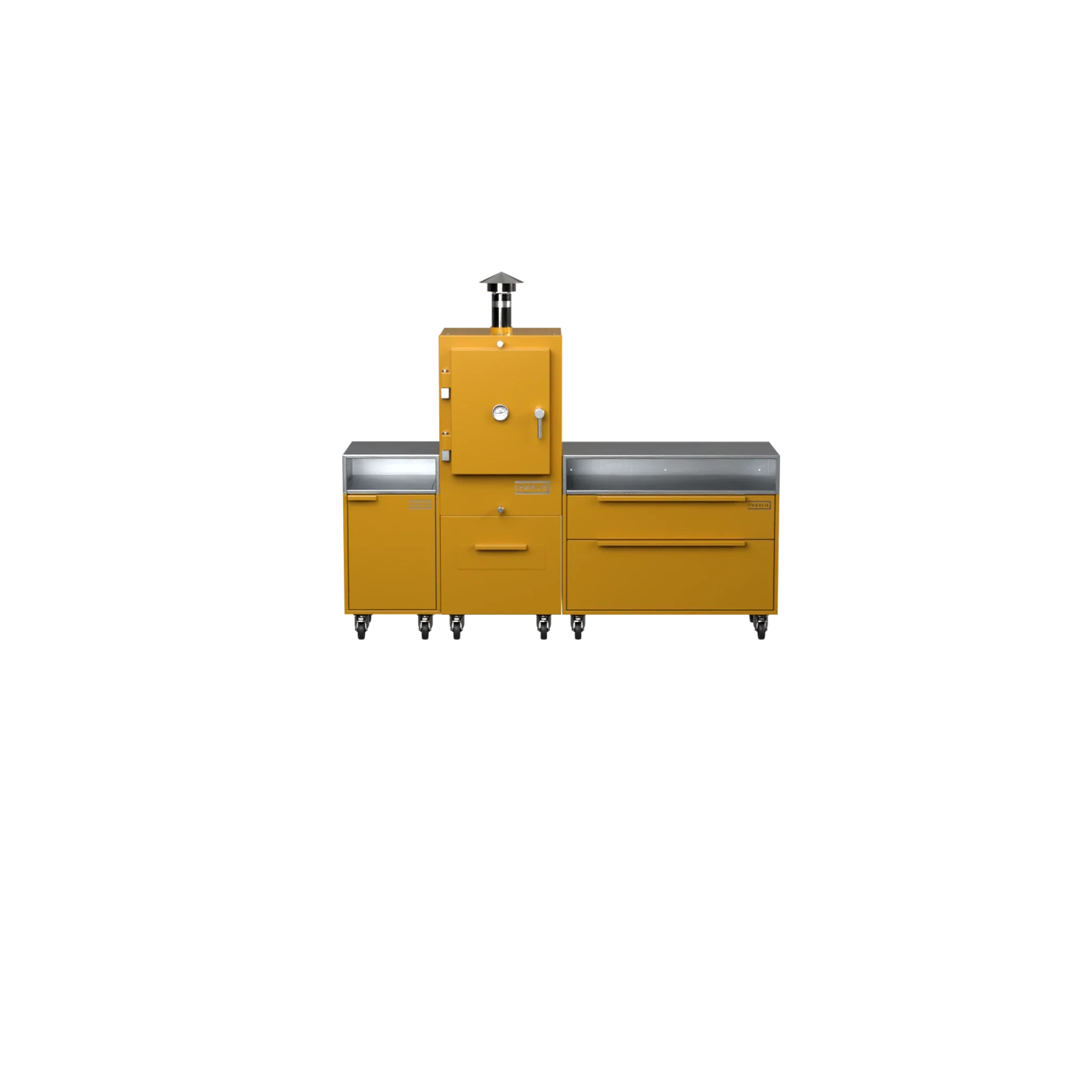 Straight Kitchen S3 in Honeycomb amber, straight-on front view