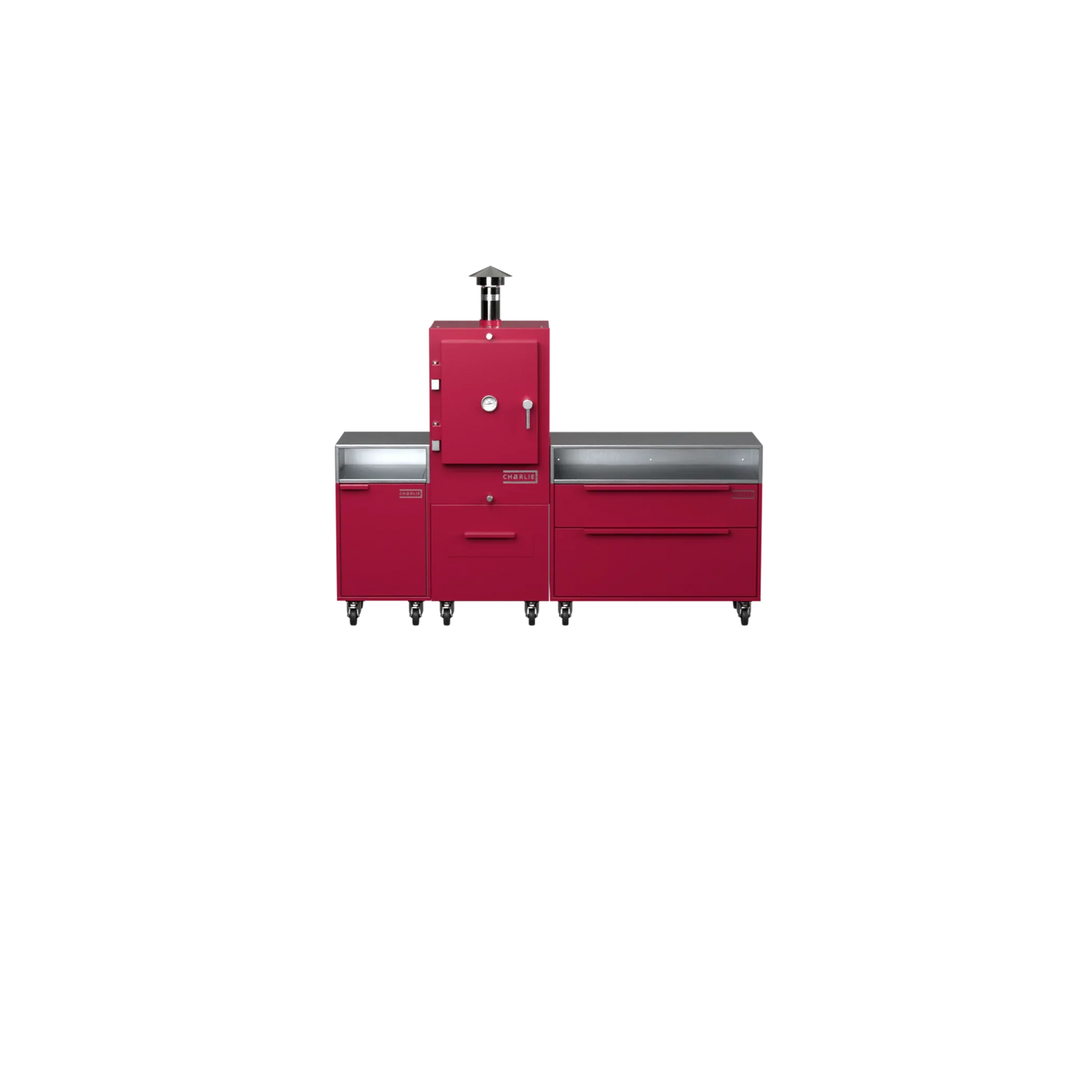 Straight Kitchen S3 in Rhubarb pink, straight-on front view