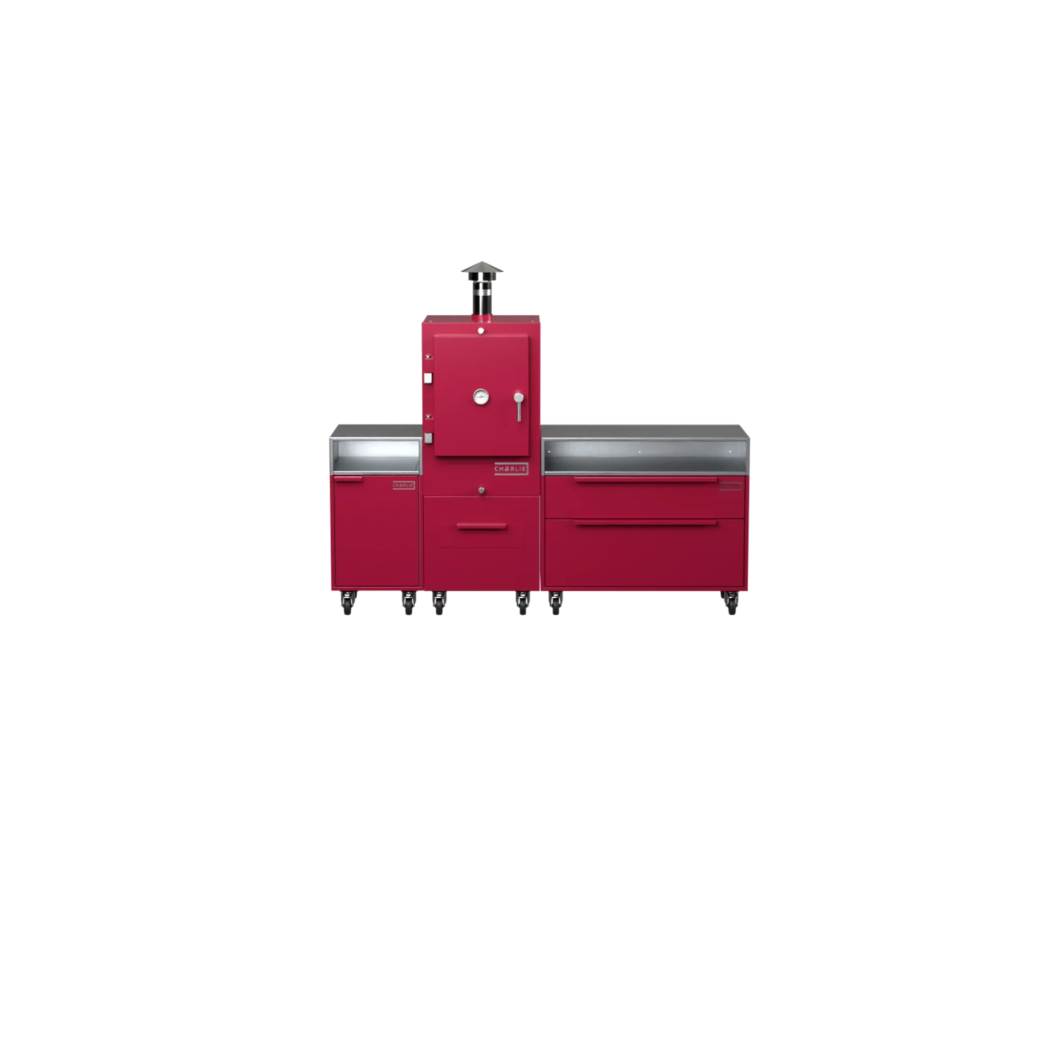 Straight Kitchen S3 in Rhubarb pink, straight-on front view
