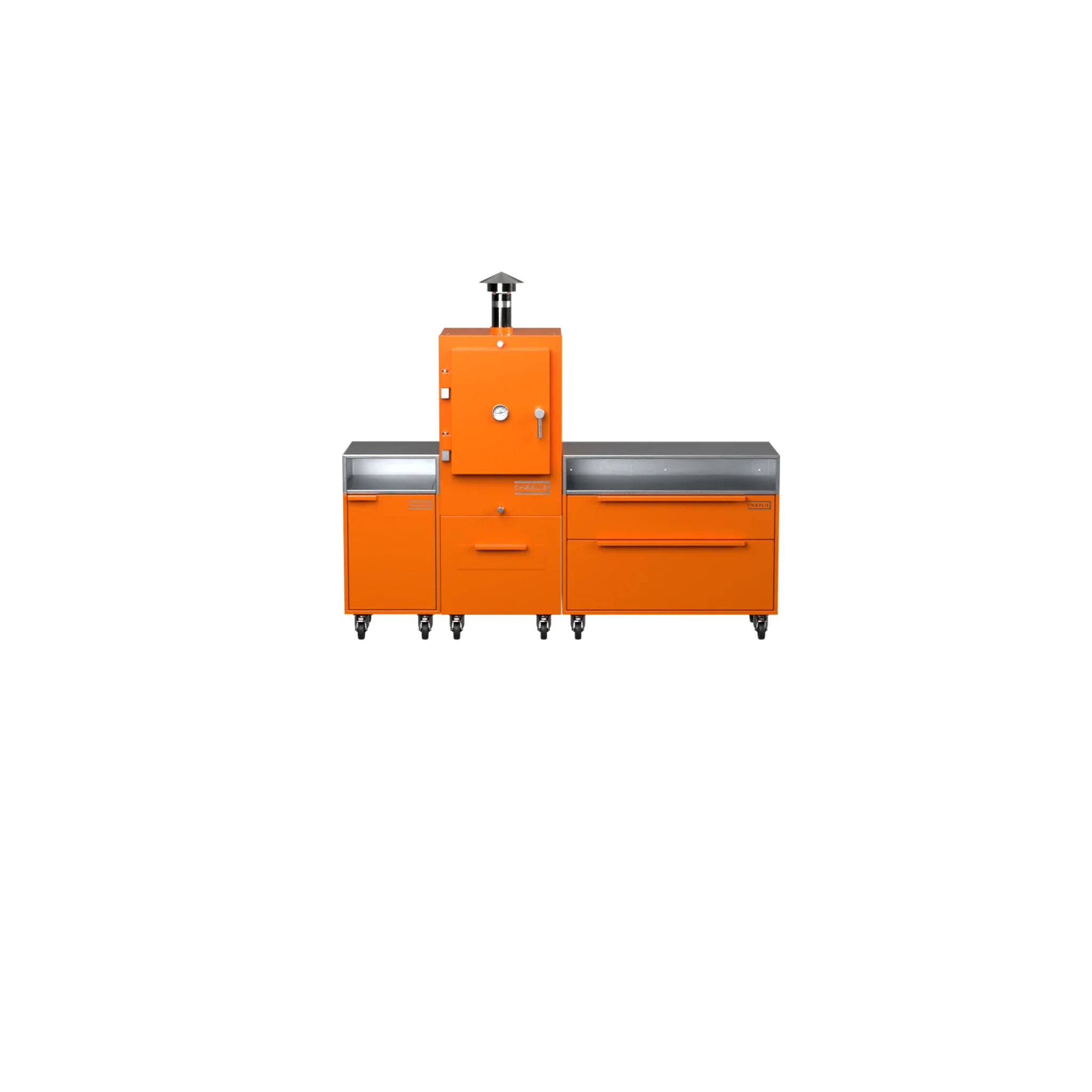 Straight Kitchen S3 in Saffron yellow, straight-on front view