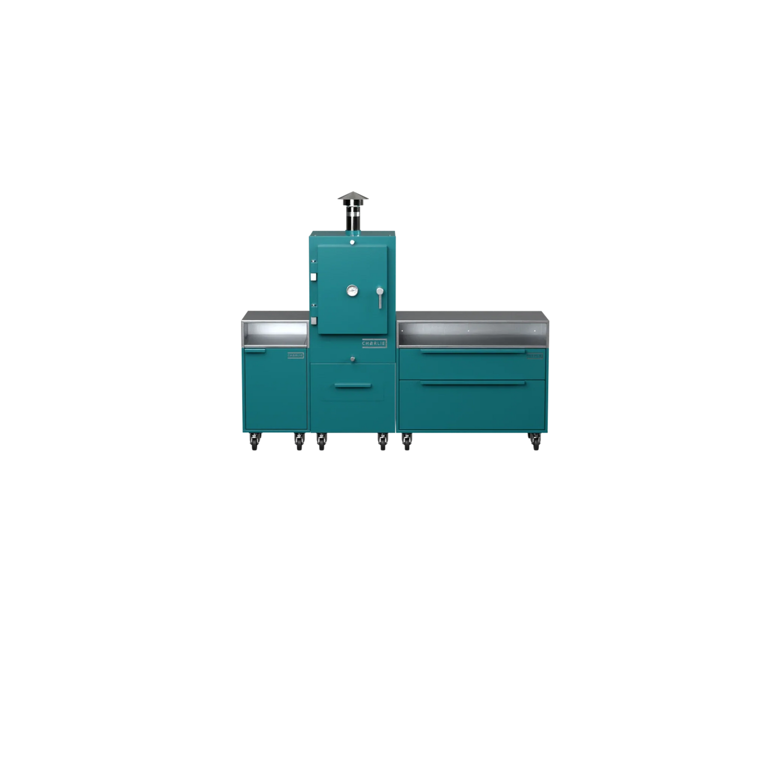 Straight Kitchen S3 in Teal Duck teal, front view
