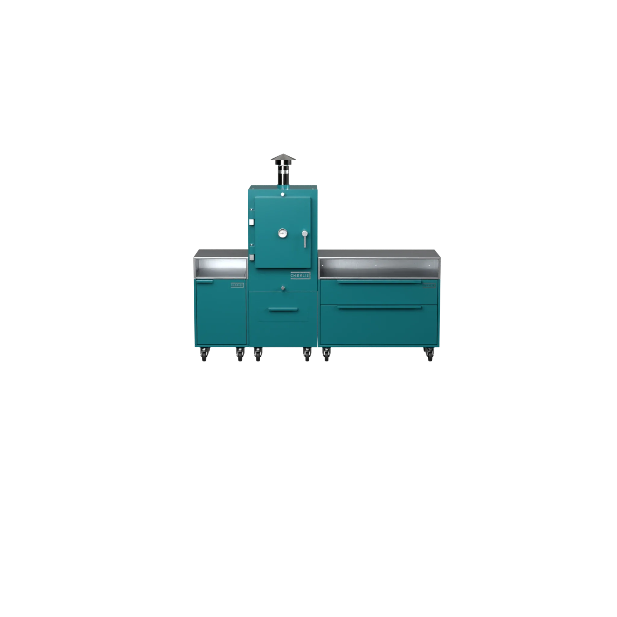 Straight Kitchen S3 in Teal Duck teal, front view