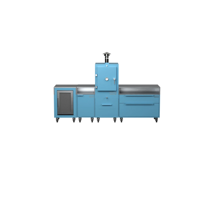 Straight Kitchen S4 in Blue Marlin deep blue, front view of the kitchen unit