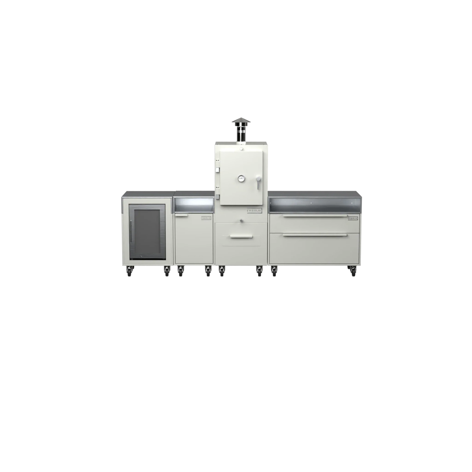Straight Kitchen S4 in Truffle brown, straight-on front view of the kitchen cabinet