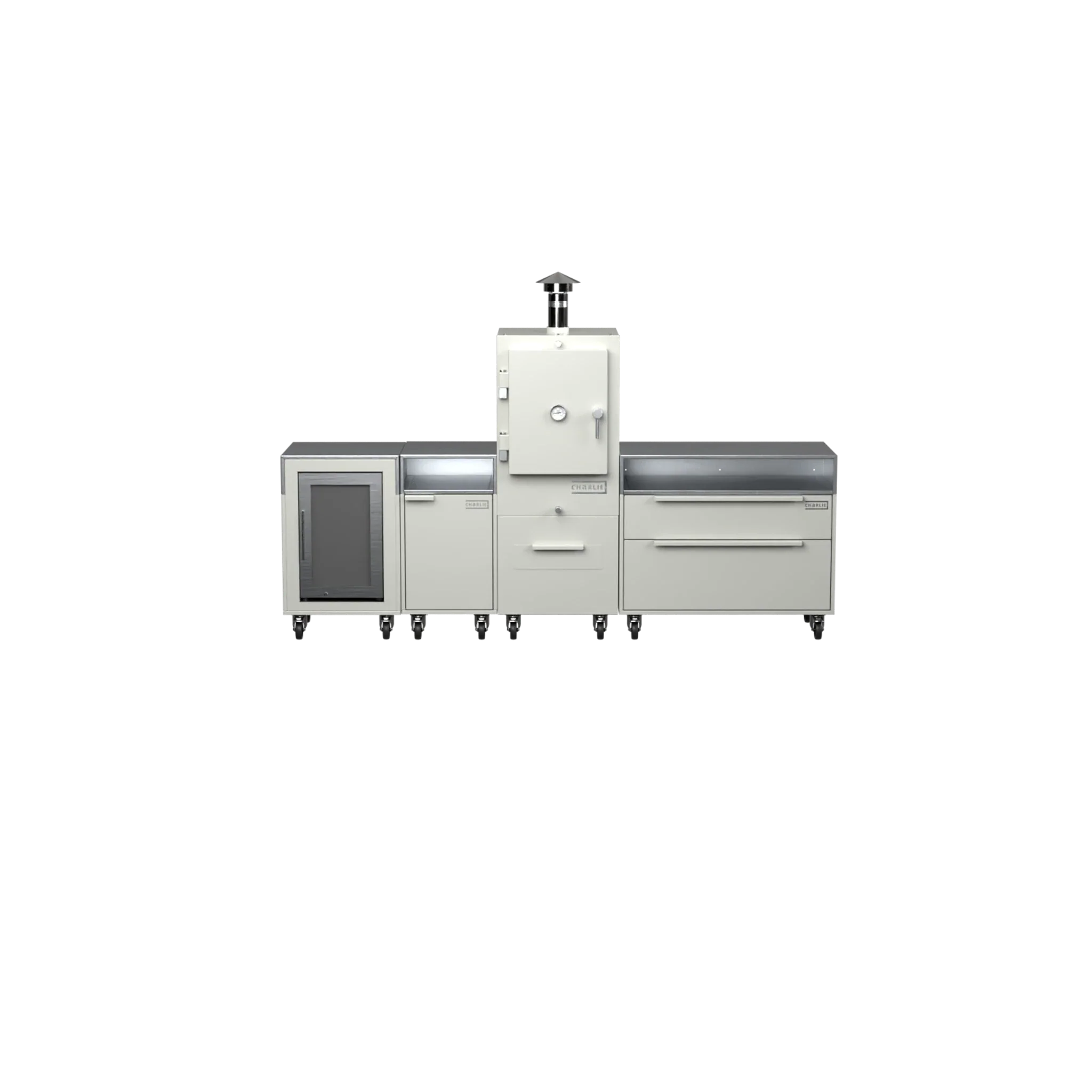 Straight Kitchen S4 in Truffle brown, straight-on front view of the kitchen cabinet