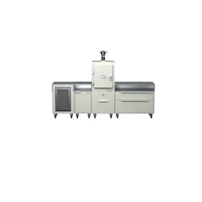 Straight Kitchen S4 in Truffle brown, straight-on front view of the kitchen cabinet