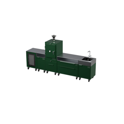 Straight Kitchen S5 outdoor oven in Green Chilli green, three-quarter angle view