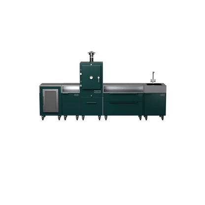 Straight Kitchen S5 outdoor oven in Agave green, front straight-on view