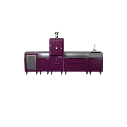 Straight Kitchen S5 outdoor oven in Beetroot purple, front straight-on view