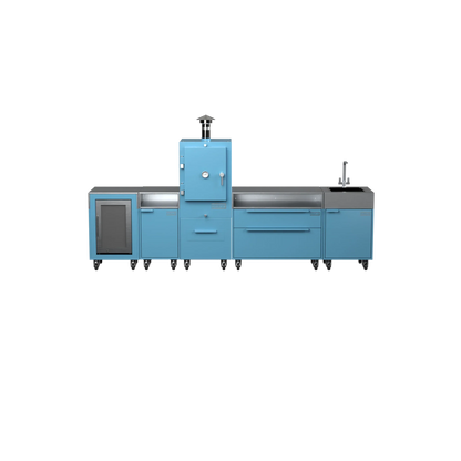 Straight Kitchen S5 outdoor oven in Blue Marlin blue, front straight-on view