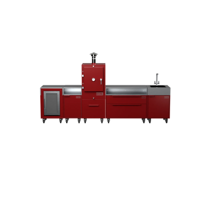 Straight Kitchen S5 outdoor oven in Dark Cherry red, front straight-on view