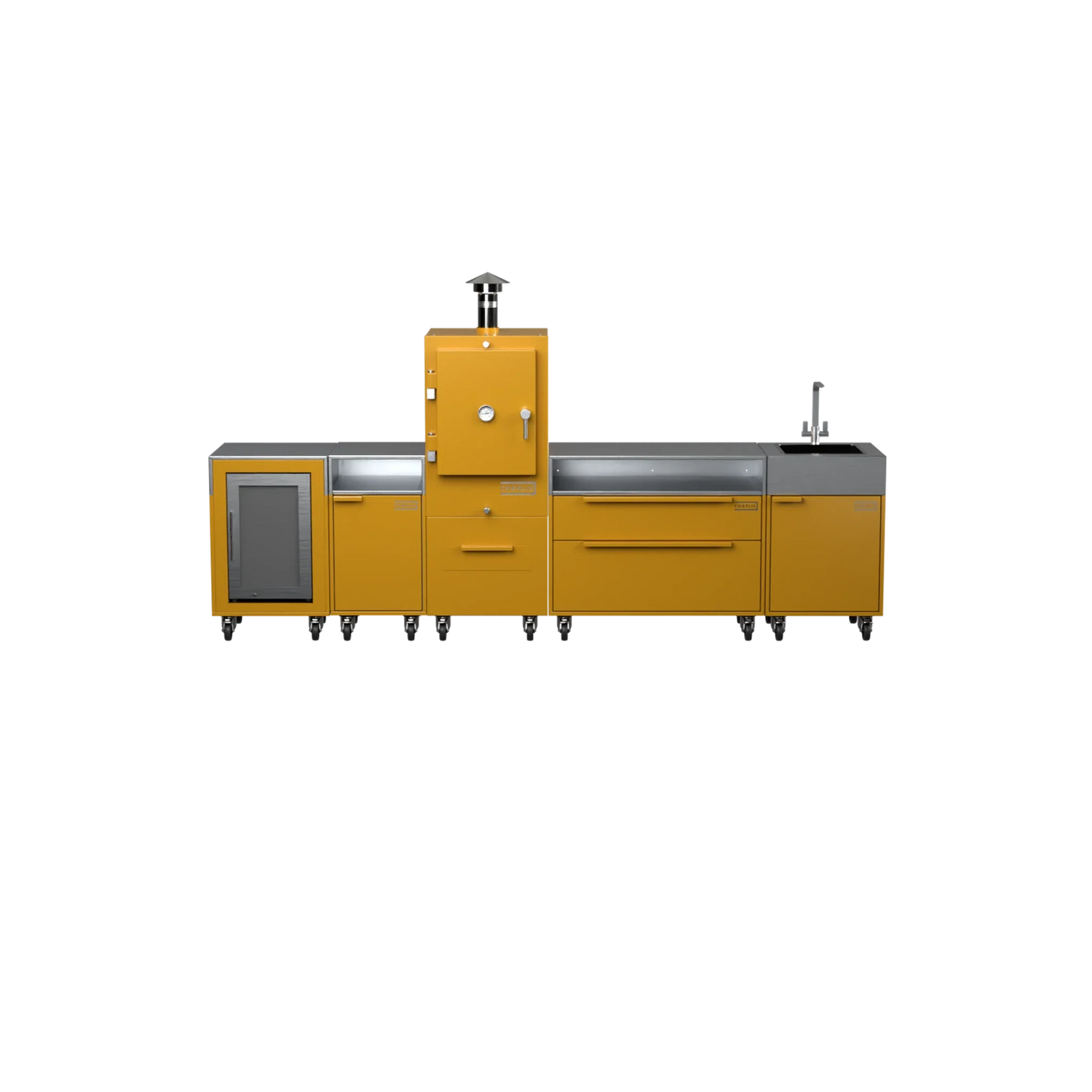 Straight Kitchen S5 outdoor oven in Honeycomb amber, front straight-on view