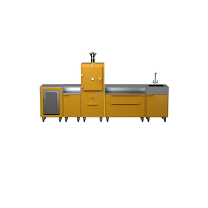 Straight Kitchen S5 outdoor oven in Honeycomb amber, front straight-on view