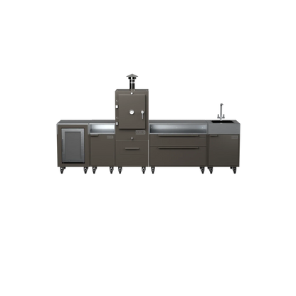 Straight Kitchen S5 outdoor oven in Porcini taupe, front straight-on view
