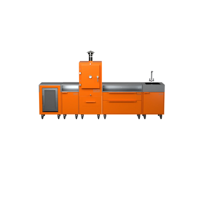Straight Kitchen S5 outdoor oven in Saffron yellow, front straight-on view