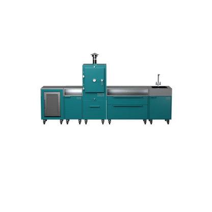 Straight Kitchen S5 outdoor oven in Teal Duck teal, front straight-on view
