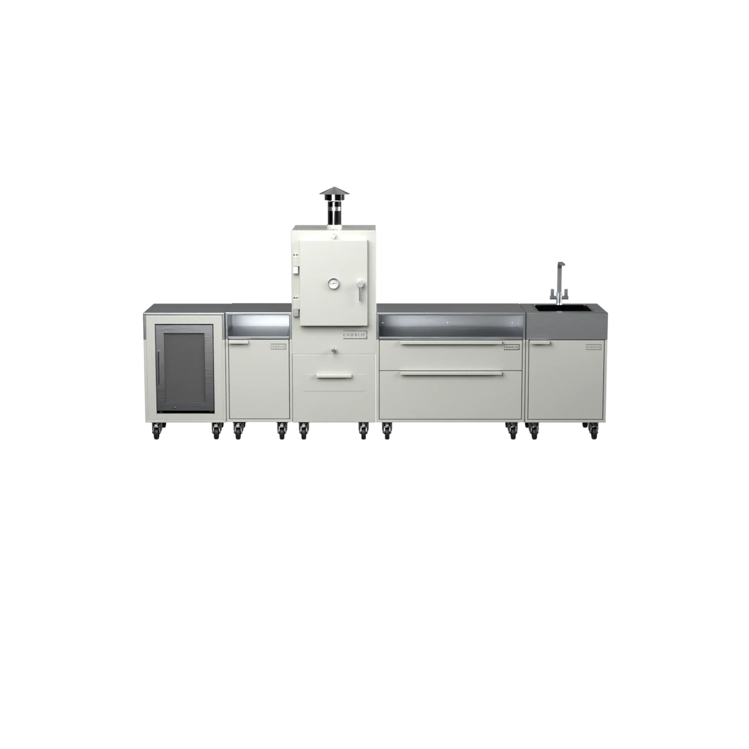 Straight Kitchen S5 outdoor oven in Truffle brown, front straight-on view