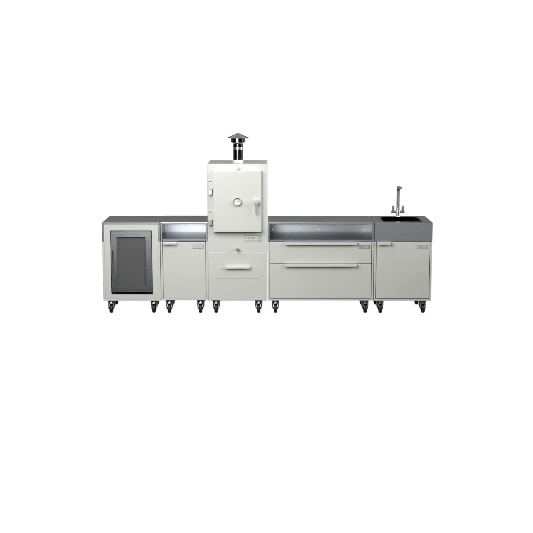 Straight Kitchen S5 outdoor oven in Truffle brown, front straight-on view