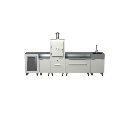 Straight Kitchen S5 outdoor oven in Truffle brown, front straight-on view