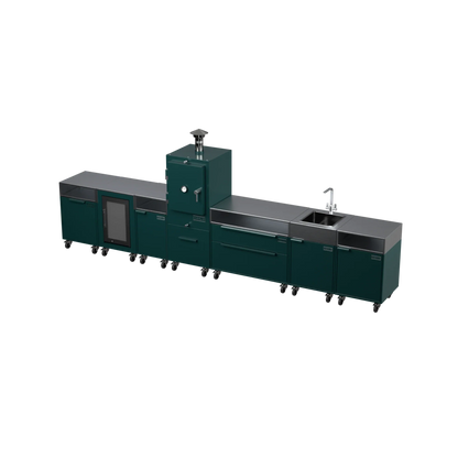 Straight Kitchen S6 in Agave green, angled view