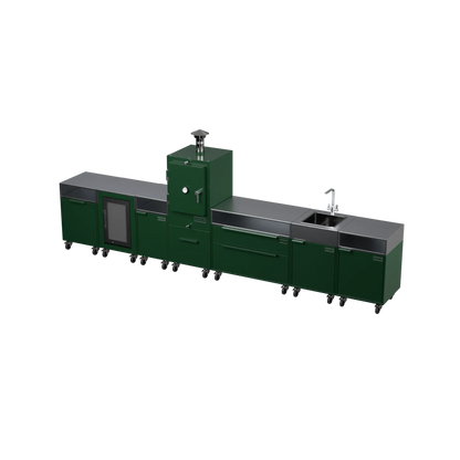 Straight Kitchen S6 in Green Chilli green, angled view