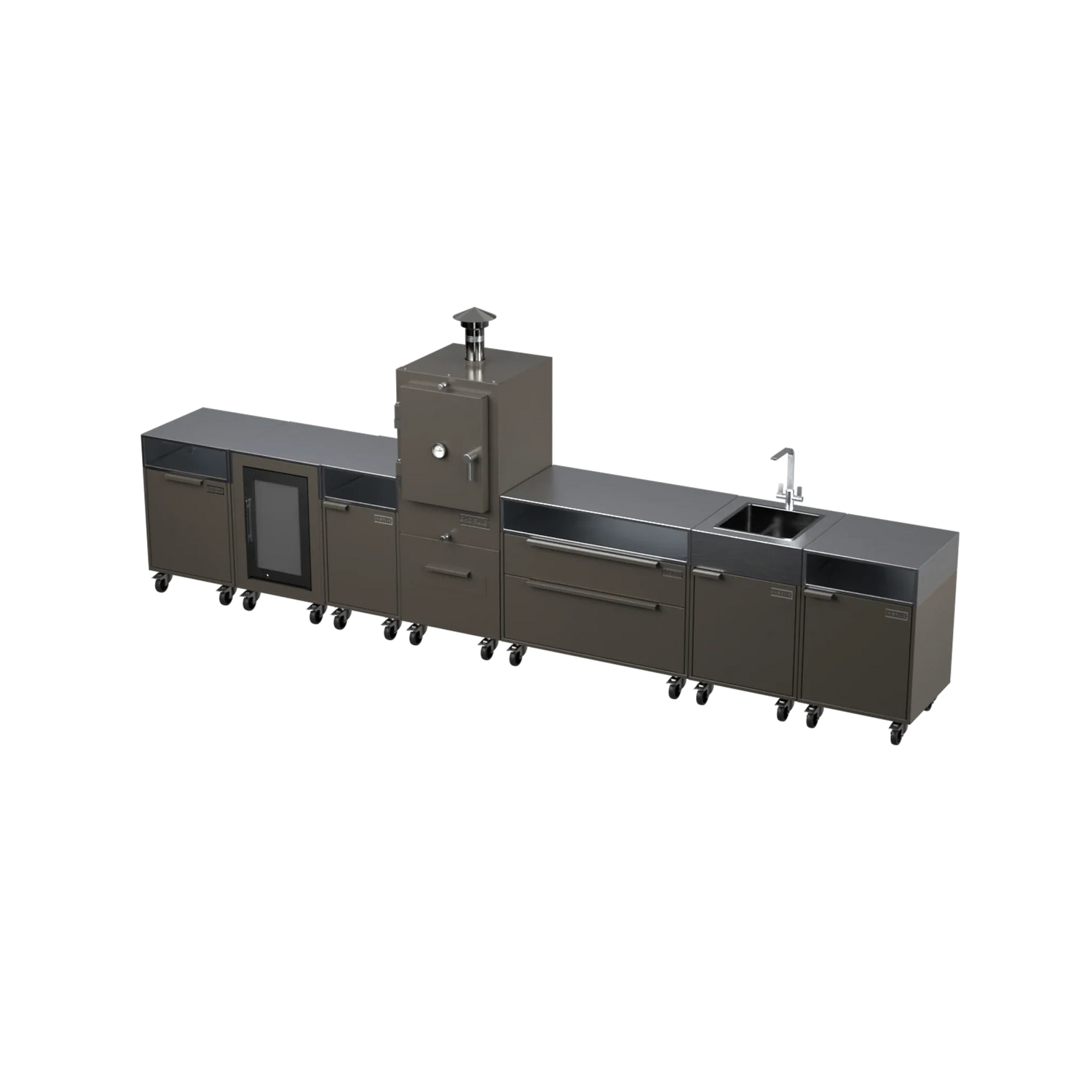 Straight Kitchen S6 in Porcini beige, angled view
