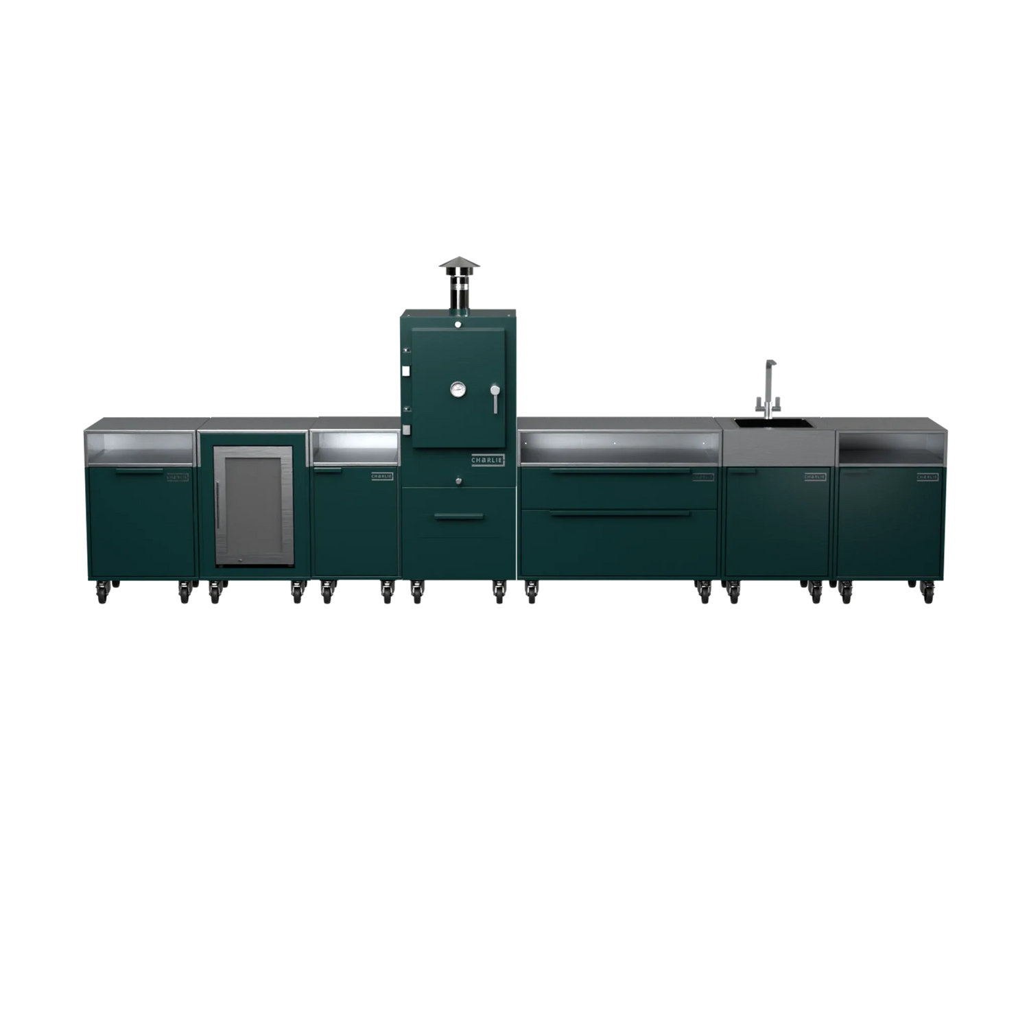 Straight Kitchen S6 in Agave green, straight-on front view