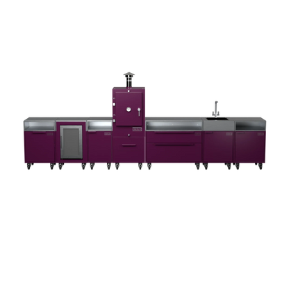 Straight Kitchen S6 in Beetroot red, straight-on front view