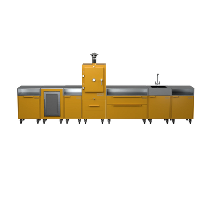 Straight Kitchen S6 in Honeycomb amber, straight-on front view
