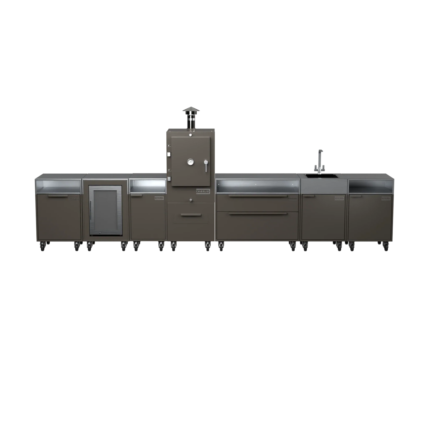 Straight Kitchen S6 in Porcini beige, straight-on front view