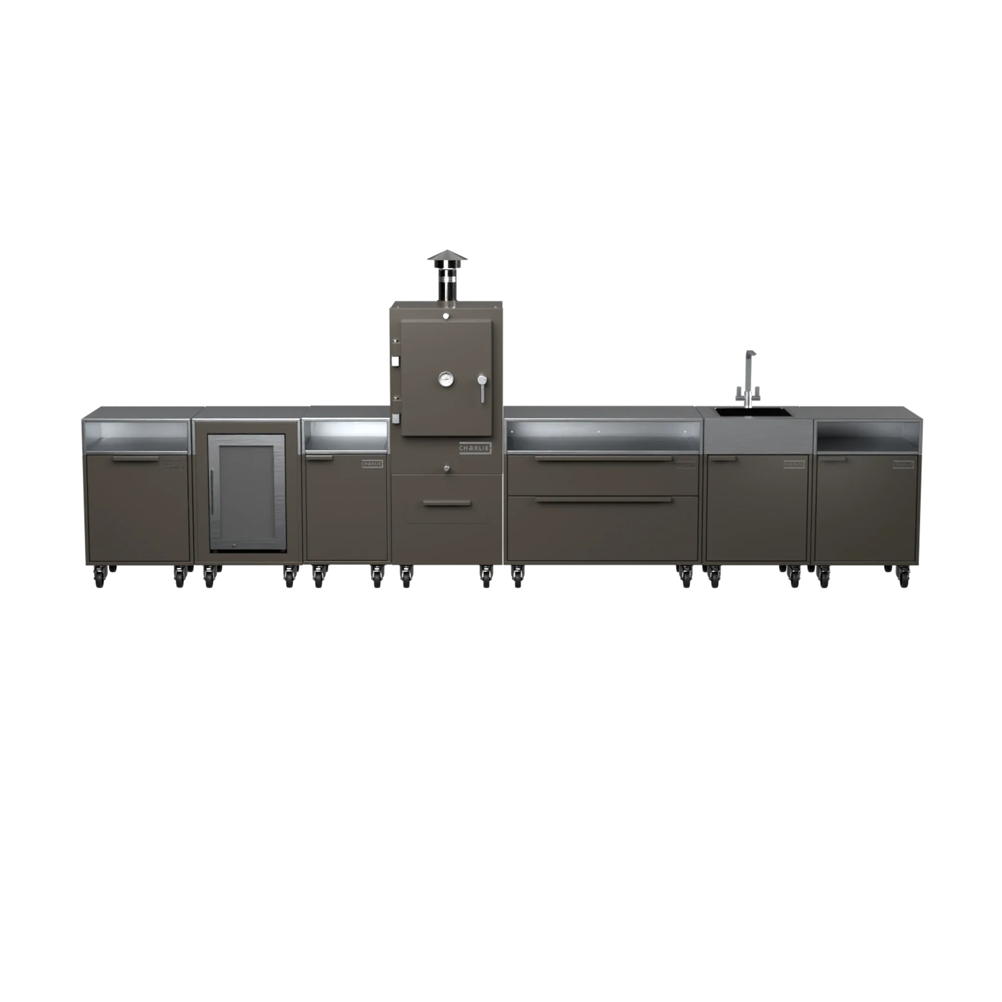 Straight Kitchen S6 in Porcini beige, straight-on front view