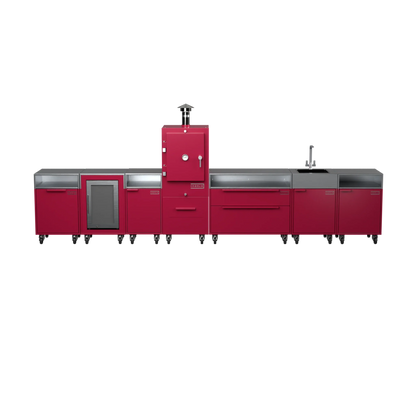 Straight Kitchen S6 in Rhubarb pink, straight-on front view